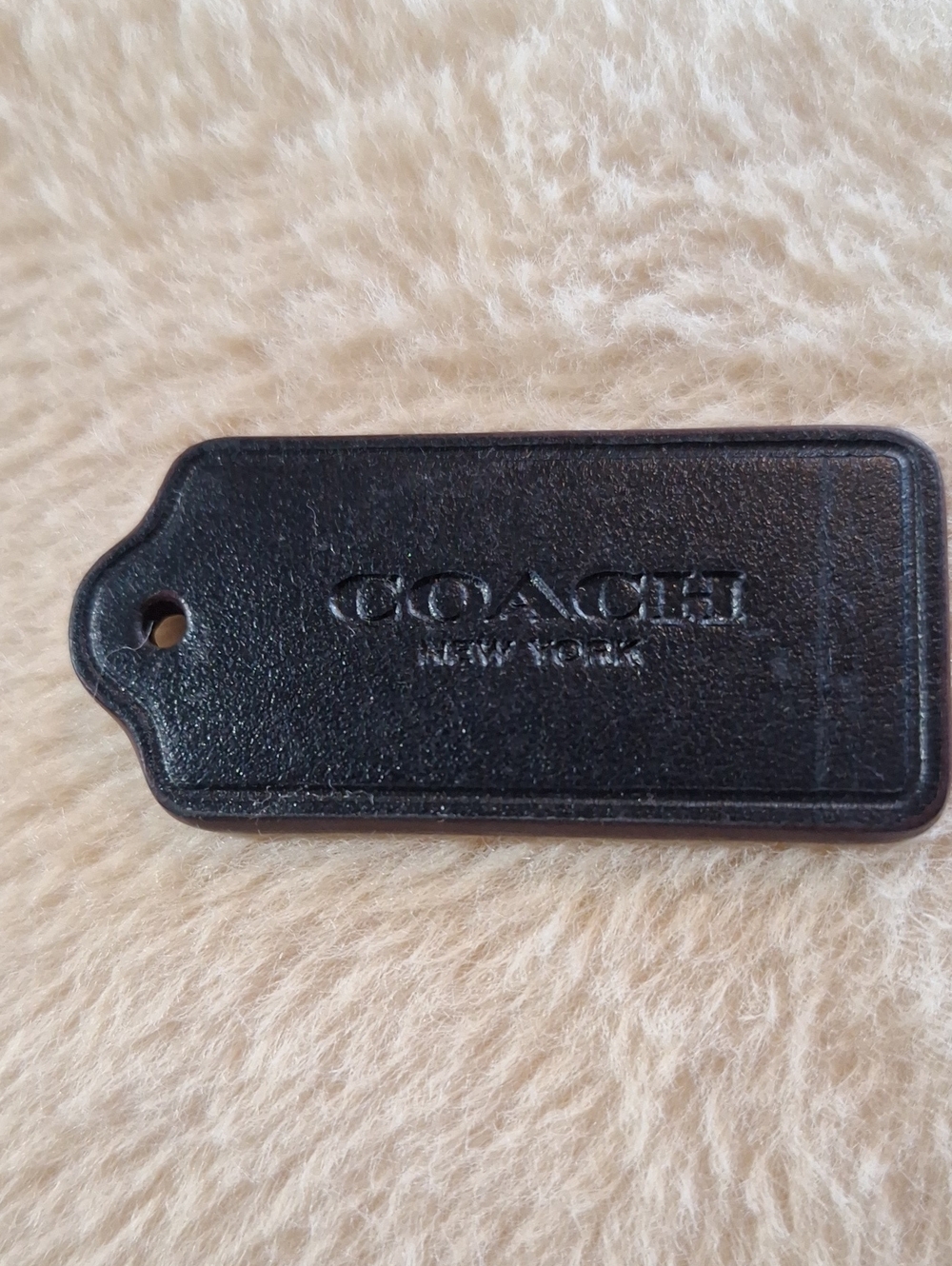 Coach Black Embossed Leather Bag Tag